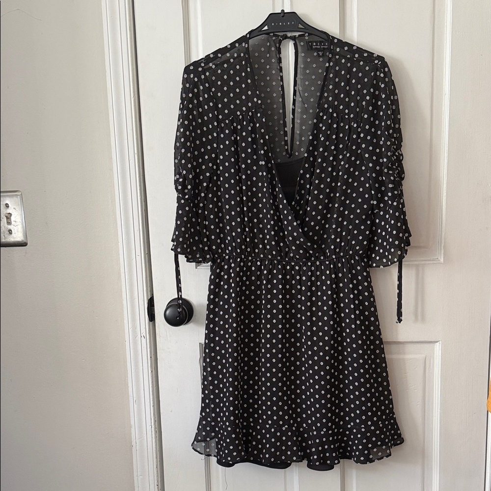 Stylish Black and White Polka Dot Mini Dress